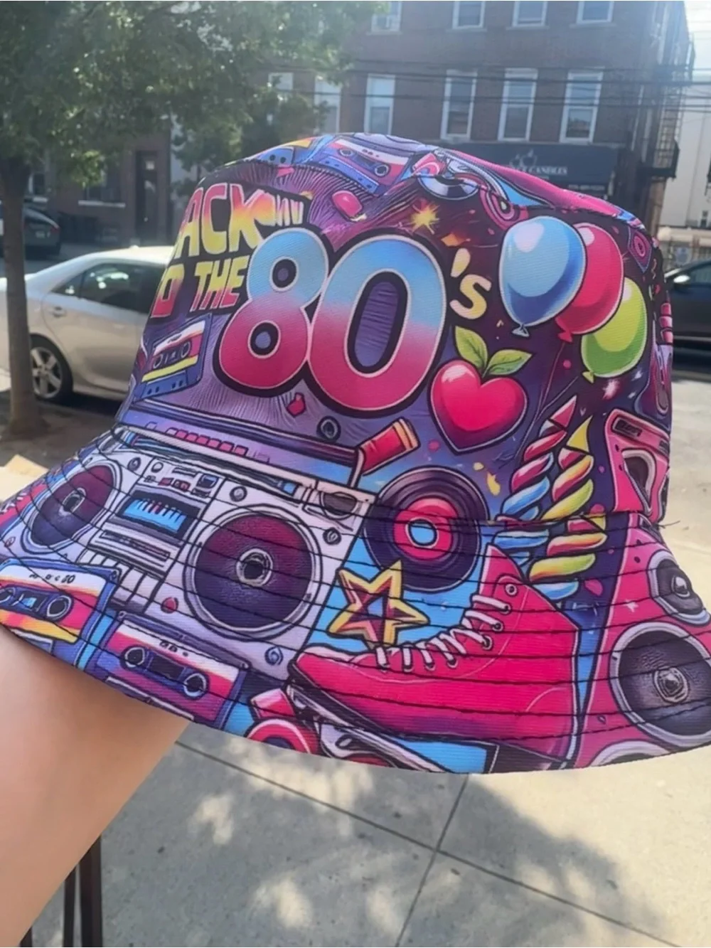 Back to the 80s Colorful Retro Bucket Hat
